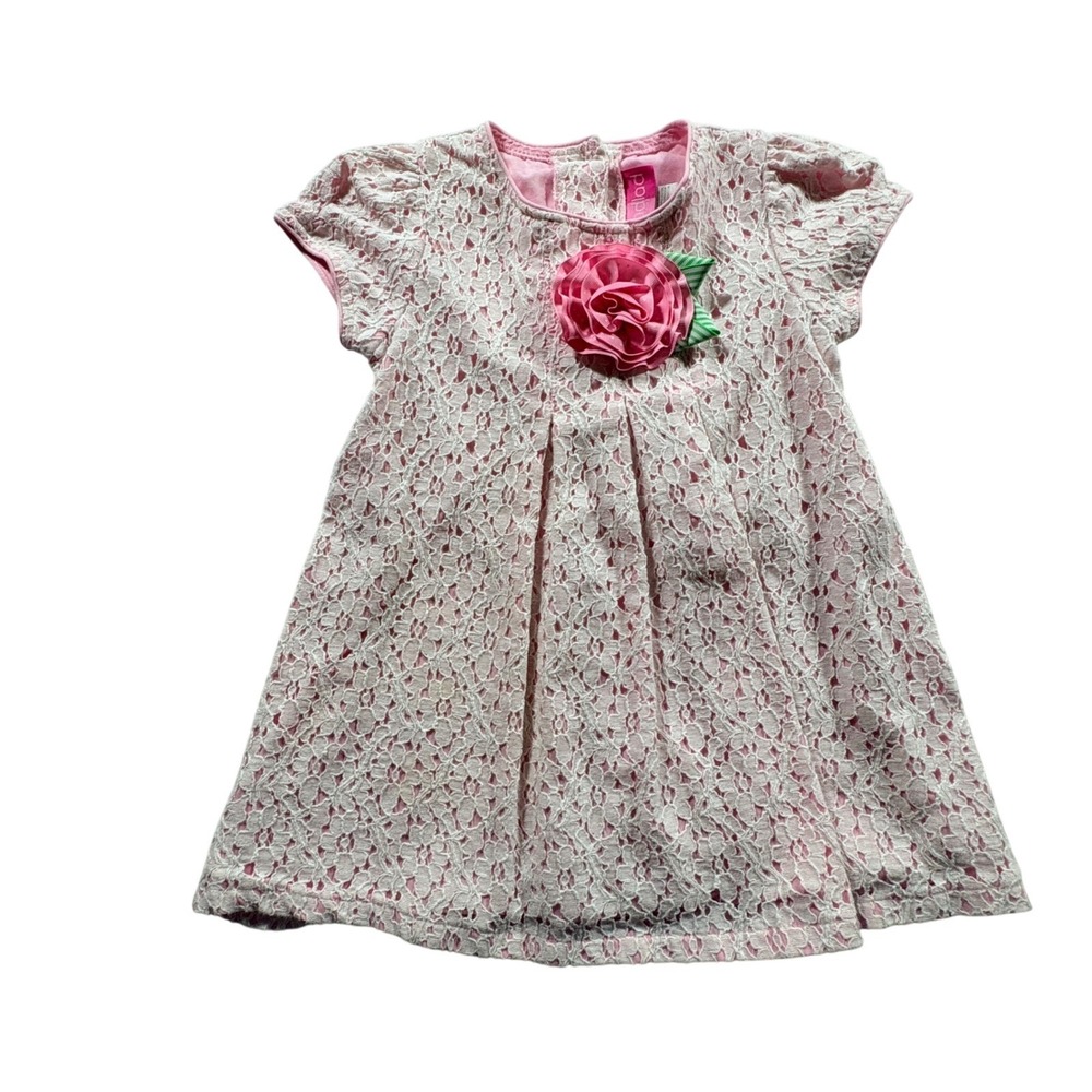 Good Lad Lace Overlay Dress Baby Girls 6 Months Pink Floral Rosette Occasion